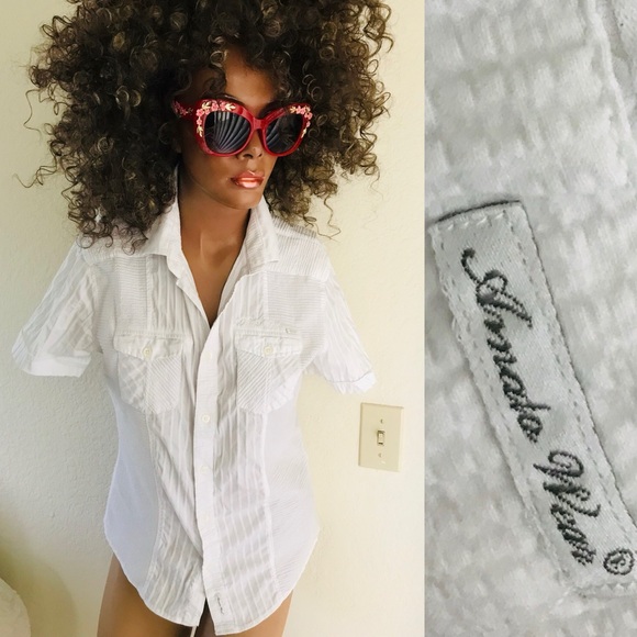 AMATO WEAR Textured White BUTTON-DOWN Short Sleeve SHIRT Size Large - Picture 4 of 12